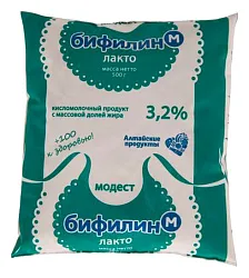 Кисломолочный продукт МОДЕСТ Бифилин-М лакто бзмж 3.2% п/пак 500г