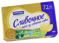 Масло сладко-сливочное КИПРИНО Крестьянское несоленое бзмж 72.5% 180г