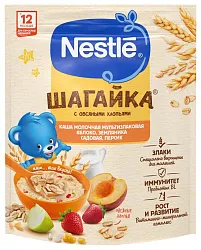 Каша НЕСТЛЕ Шагайка 5 злаков яблоко земляника персик молочная бзмж м/у 190г