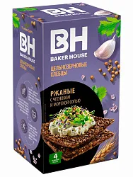 Хлебцы БЕЙКЕР ХАУС ржаные с чесноком и морской солью 180г