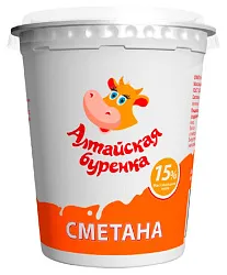 Сметана АЛТАЙСКАЯ БУРЕНКА бзмж 15% стакан 350г
