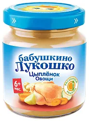 Пюре БАБУШКИНО ЛУКОШКО рагу овощное с цыпленком ст/б  100г