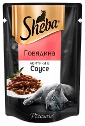 Корм для кошек ШЕБА Плежер ломтики в соусе говядина 85г