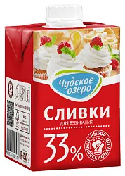 Сливки ЧУДСКОЕ ОЗЕРО для взбивания бзмж 33% 500мл