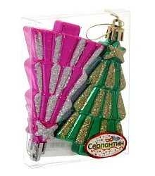 Набор елочных украшений СЕРПАНТИН Елочки праздничные 8см микс