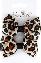 Заколка для волос НАТАМ Леопард с бантиками кремовый 2шт арт.HYM067