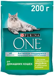 Корм для кошек ПУРИНА ВАН для домашних с индейкой 200г