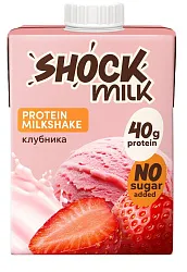 Коктейль молочный протеиновый ШОК МИЛК Клубника 480мл