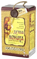 Вино ДУША МОНАХА красное п/сл 10-12% т/пак 2л