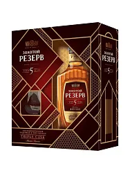 Коньяк ЗОЛОТОЙ РЕЗЕРВ 5 лет 40% ПК 0.5л+стакан