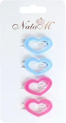 Заколка для волос НАТАМ Сердечки розовые голубые 4шт арт.BV18011A