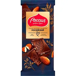 Шоколад РОССИЯ Российский с миндалем 75г