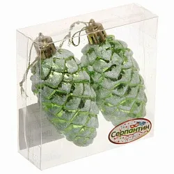 Елочная игрушка СЕРПАНТИН Таинственное очарование Шишки салатовая 2шт