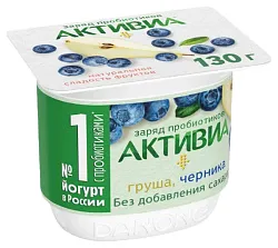 Биойогурт АКТИВИА груша черника бзмж 2.9% 130г
