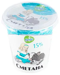 Сметана КУПИНО бзмж 15% стакан 350г