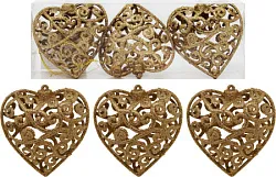 Набор елочных украшений ТАМ-ТАМ Ажурные сердца золото 3шт арт.AR3/179L1003MG/G