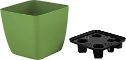 Горшок для цветов ИНГРИН Виенна квадратный оливковый c дренажной вставкой 1.5л арт.IG680310013