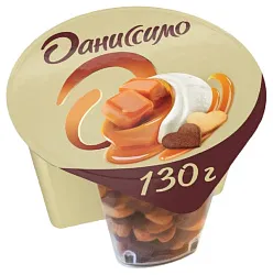 Йогурт ДАНИССИМО с карамельным соусом и шоколадным печеньем бзмж 4% 130г
