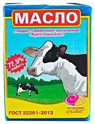 Масло сладко-сливочное СЕМКИН Крестьянское несоленое бзмж 72.5% 300г