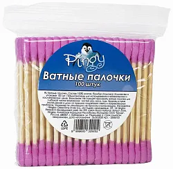 Ватные палочки ПИНГИ цветные бамбук пэт 100шт