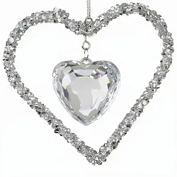 Сердце СЕРПАНТИН Мерцающее серебро 9*10см