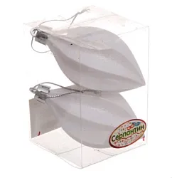 Елочная игрушка СЕРПАНТИН Таинственное очарование Капля белая 2шт арт.916-0416