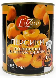 Персики ЛОЗАТО половинки в сиропе ж/б 850мл