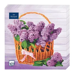 Салфетка БУКЕТ Корзина с сиренью 33*33см 3сл 20шт
