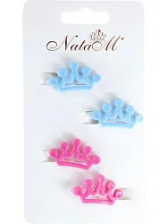 Заколка для волос НАТАМ Короны розовые голубые 4шт арт.BV18009A