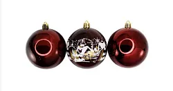 Елочные шары ТАМ ТАМ Снежный пейзаж бургунди 3шт арт.SYQE-012174