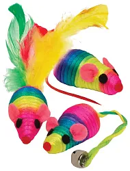 Набор игрушек для кошек ТРИОЛ Мышь радужная 3шт арт.XW7015