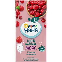 Морс ФРУТОНЯНЯ из клюквы и малины 0.2л