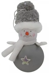Елочное украшение ТАМ-ТАМ Снеговик со звездой серый арт.22C-5069N2