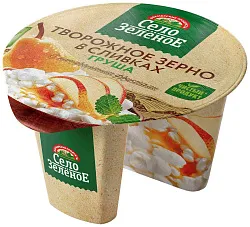 Творожный продукт СЕЛО ЗЕЛЕНОЕ зерно в сливках груша бзмж 5% 130г