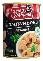 Шампиньоны ФРАУ МАРТА резаные ж/б 400г