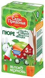 Пюре САДЫ ПРИДОНЬЯ яблоко морковь т/пак 125г