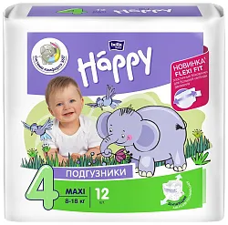 Подгузники БЕЛЛА ХЭППИ макси 8-18кг 12шт