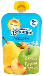 Пюре БАБУШКИНО ЛУКОШКО яблоко груша персик м/у 90г