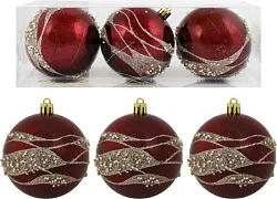 Набор елочных шаров ТАМ-ТАМ Дивный цвет бургунди Д8см 3шт арт.SYQB2-0123020