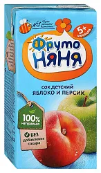 Сок ФРУТОНЯНЯ яблоко персик без сахара 0.2л