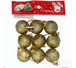 Набор шаров СЕРПАНТИН Д3см цвет золото 9шт арт.201-0527