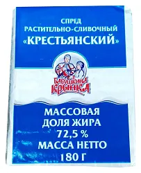 Спред растительно-сливочный БАБУШКИНА КРЫНКА Крестьянкий несоленый 72.5% 300г