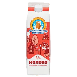 Молоко ДЕРЕВЕНСКОЕ МОЛОЧКО пастер бзмж 3.5% пюр/пак 1000г