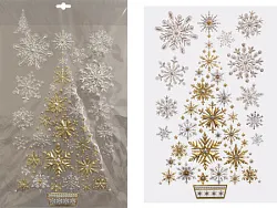 Наклейки витражные ТАМ-ТАМ Праздничная елка золото и серебро 29*41см арт.JZ053473-2
