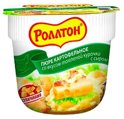 Картофельное пюре б/п РОЛЛТОН со вкусом томленой курочки с сыром пэт 40г