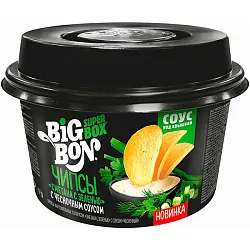 Чипсы БИГ БОН Супер Бокс сметана зелень с чесночным соусом 105г