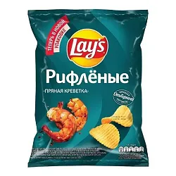 Чипсы ЛЕЙС рифленые пряная креветка 105г