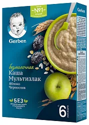 Каша ГЕРБЕР мультизлаковая яблоко чернослив безмолочная карт/уп 180г