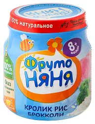 Пюре ФРУТОНЯНЯ кролик рис брокколи ст/б 100г