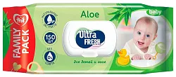 Влажные детские салфетки УЛЬТРА ФРЕШ Алоэ для детей и мам 150шт